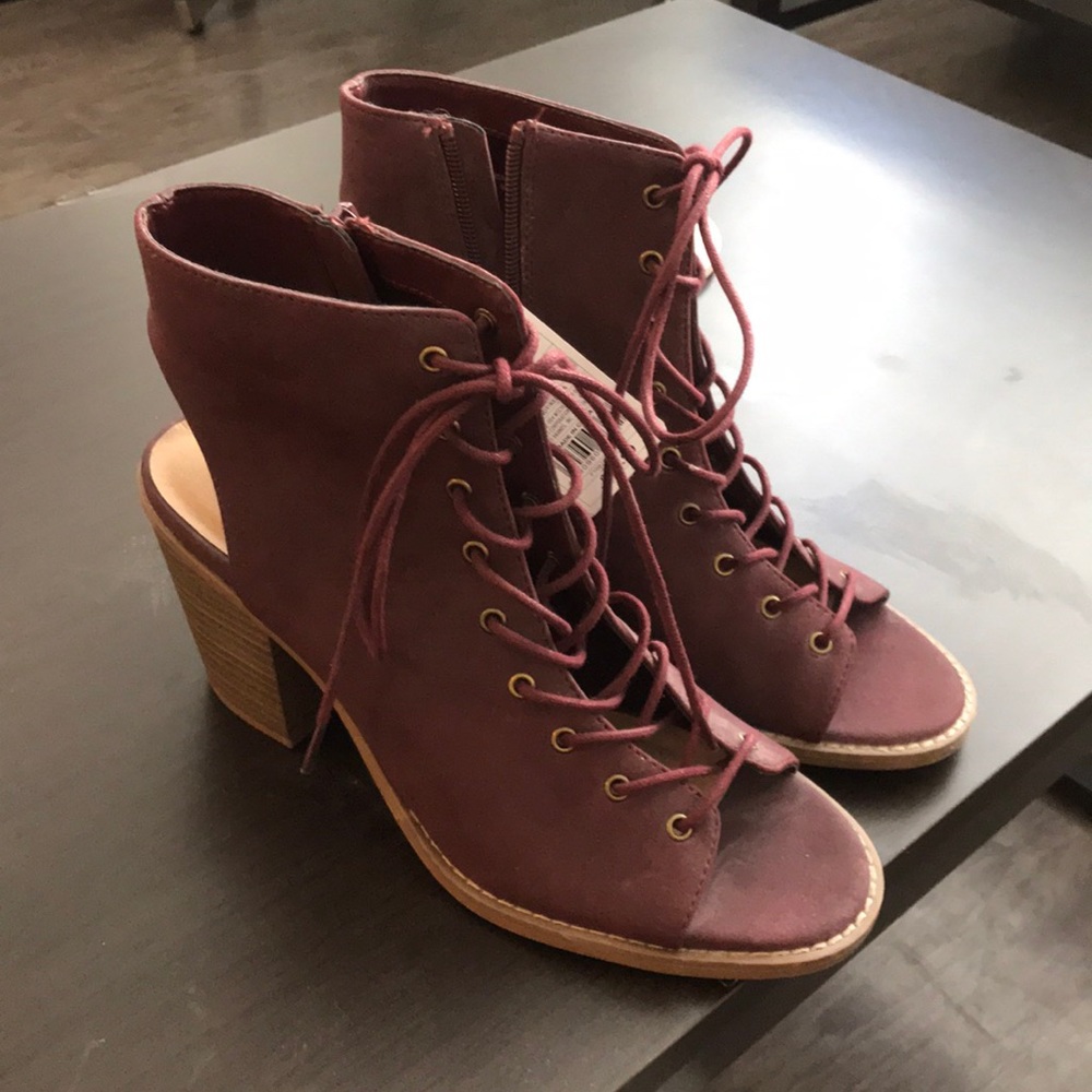 Lace up booties size 9.5 burgundy